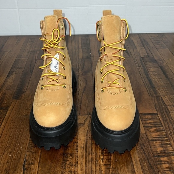 Timberland Sky Boots Wheat Nubuck Leather 6” Lace Up Platform Lug Soles Sz 7 - Picture 4 of 16